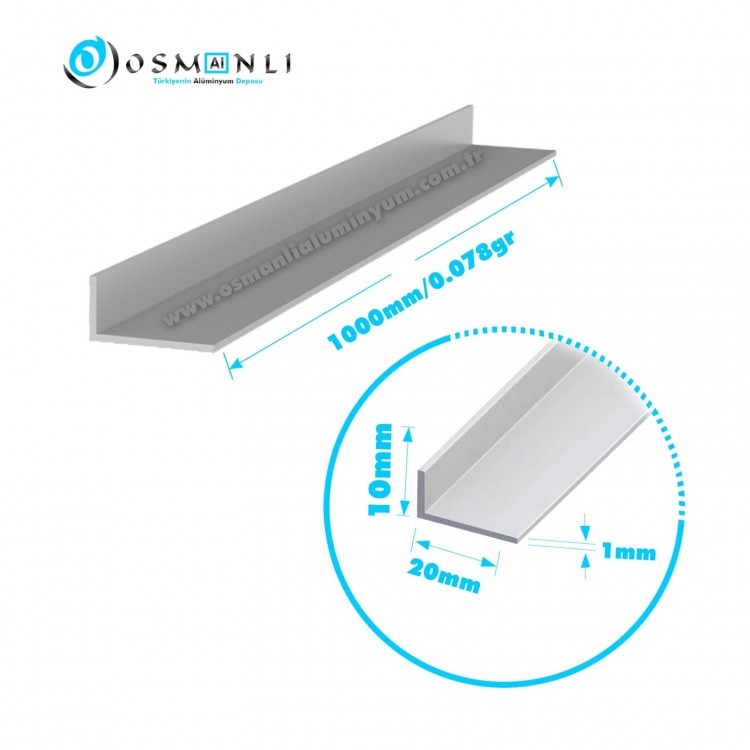 Alüminyum Köşebent 10x20x1mm