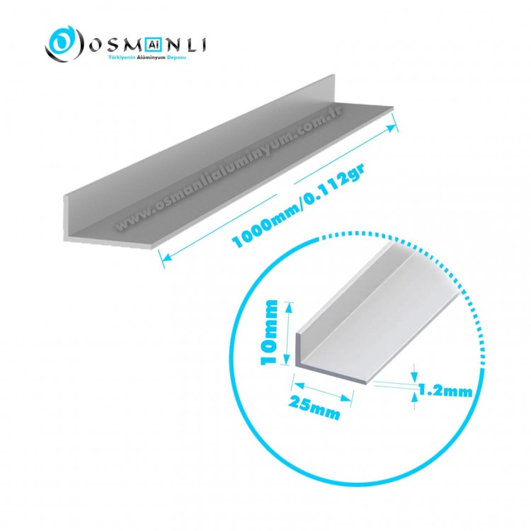 Alüminyum Köşebent 10x25x1.2mm