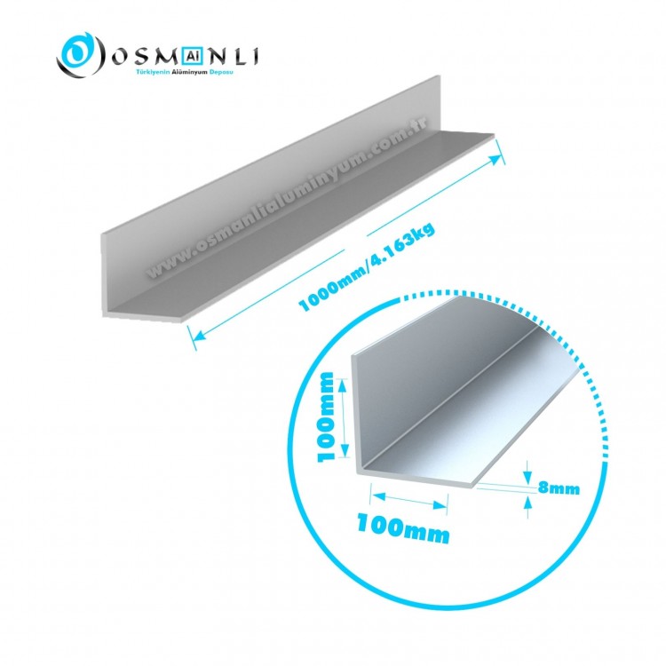 Alüminyum Köşebent 100x100x8mm