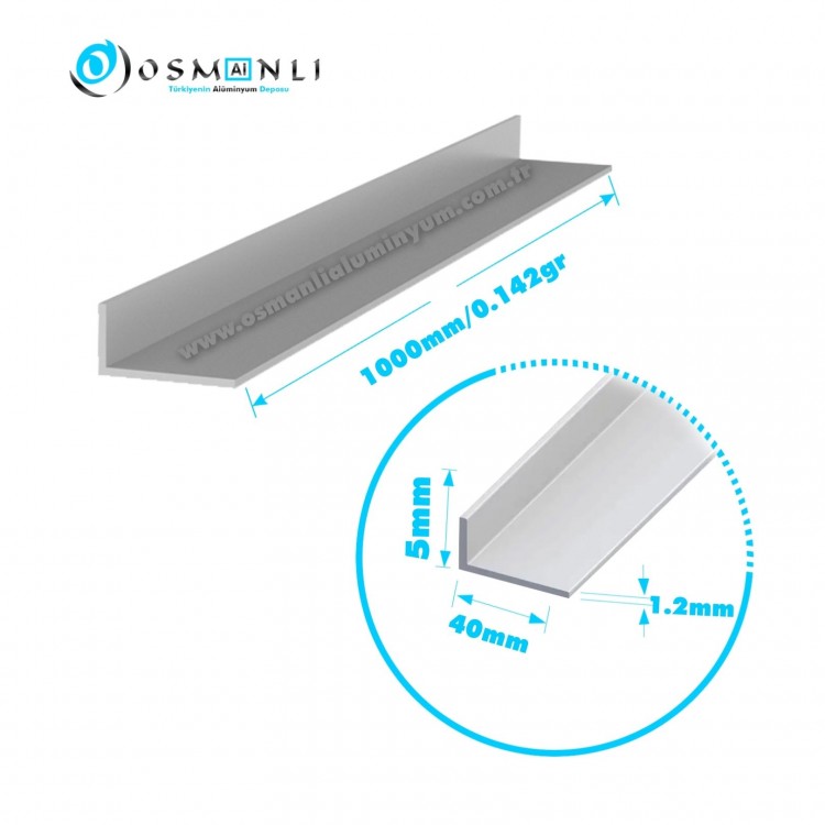 Alüminyum Köşebent 5x40x1.2mm